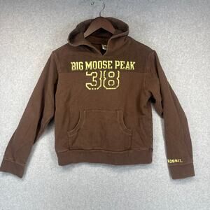 Fossil Hoodie Womens Size Medium Brown Cotton Big Moose Peak 38 Graphic Pullover
